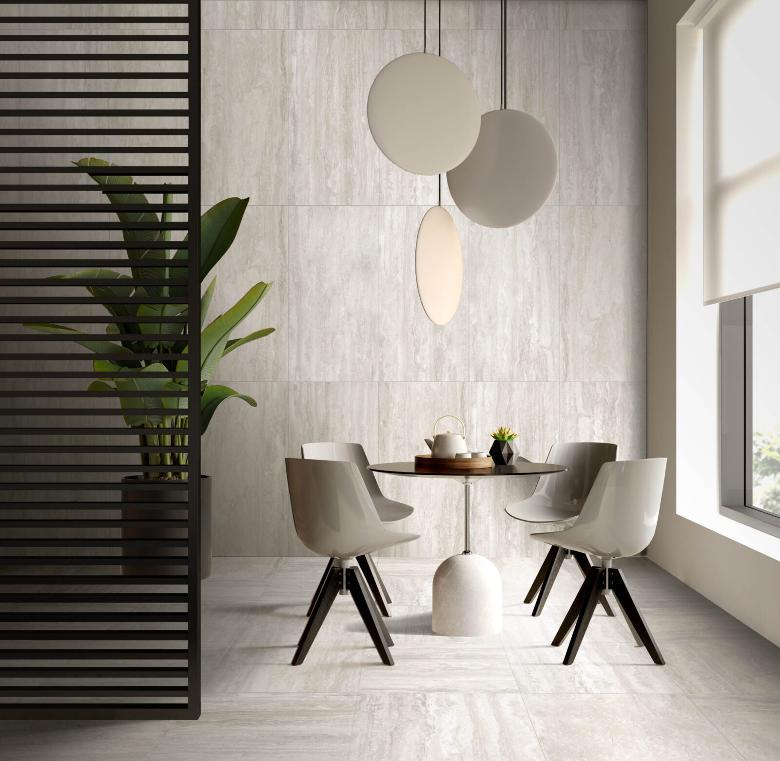 Minimalist Interior of modern living room 3D rendering